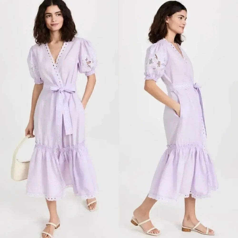 Fanm Mon Cide Linen Dress $368 Violet S NWT